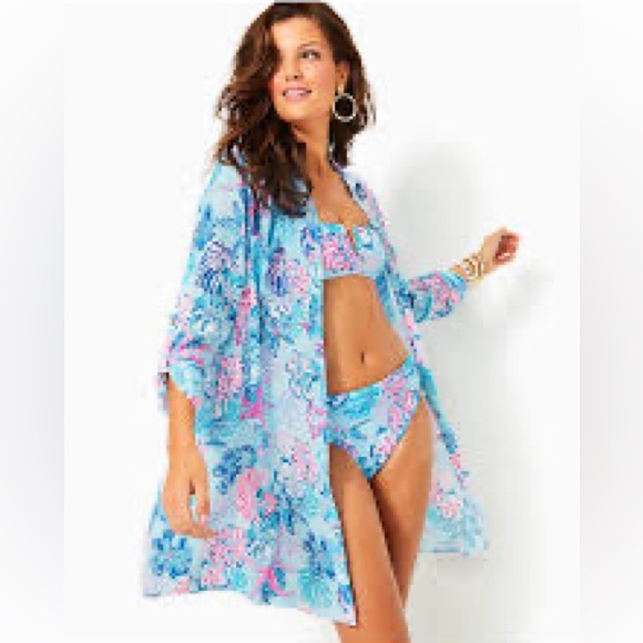 Lilly Pulitzer Natalie Shirtdress Cover-Up in Multi Bahamas Beachcomber print - Picture 3 of 7